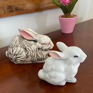Set of adorable porcelain bunnies for Easter and spring